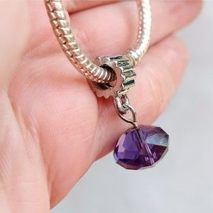NEW Faceted Purple Stone Dangle Charm Bead
